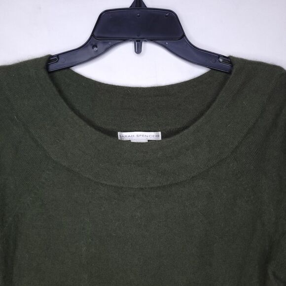 Sarah Spencer Sweater Large Green Angora Rabbit Hair Lambswool - Picture 2 of 10